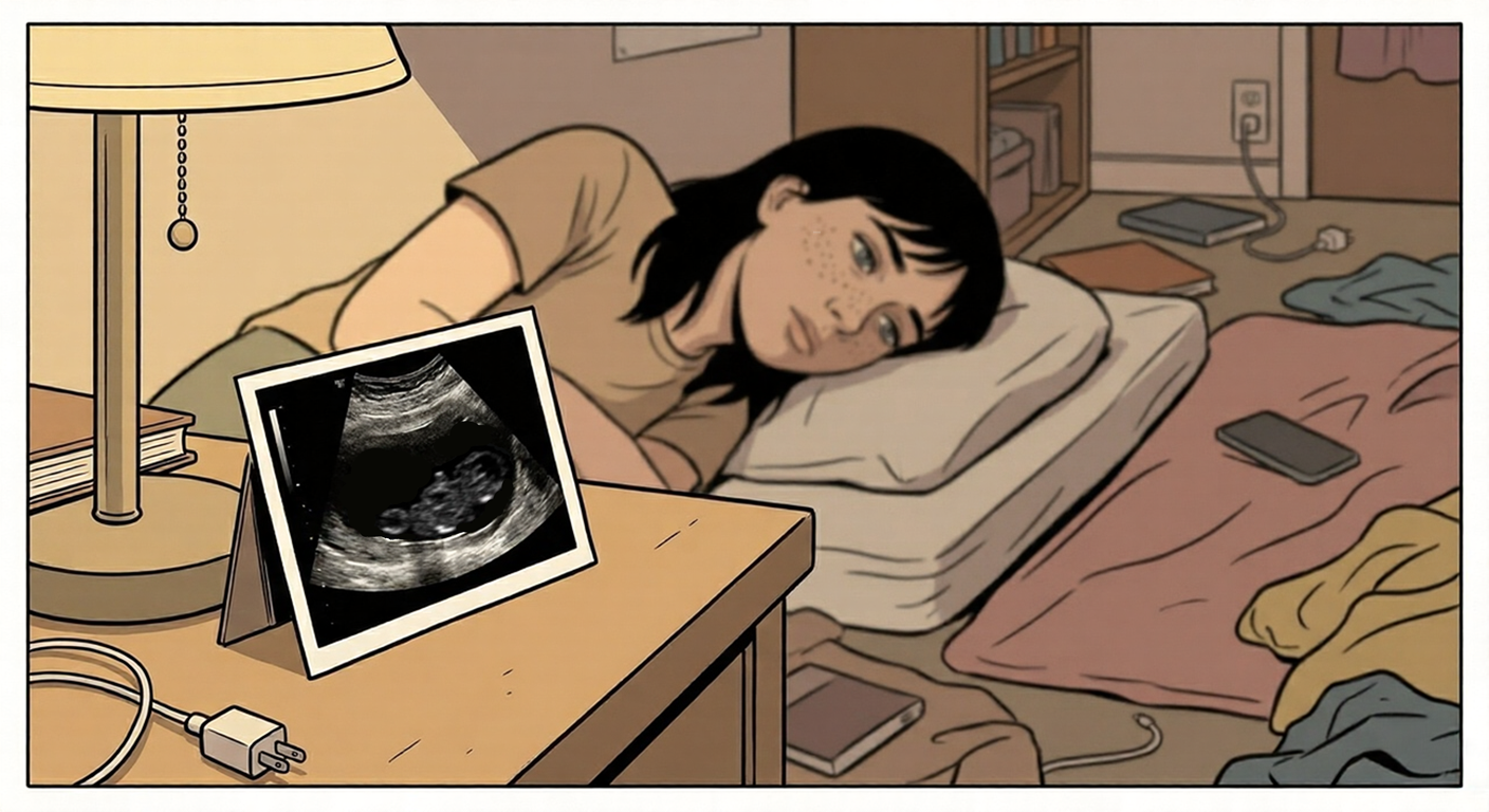 Ultrasound picture on the bedside table
