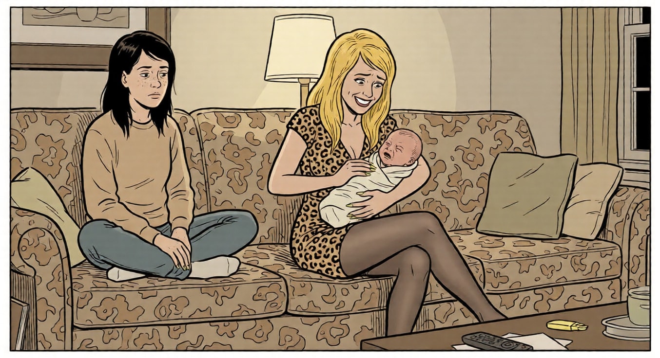 Shyanne holding Bodhi — marionette elbows