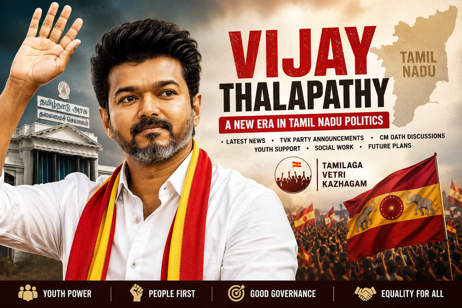 Vijay Thalapathy Political Journey: Latest Tamil Nadu News, TVK Party Announcements, CM Oath Discussions and Future Political Plans