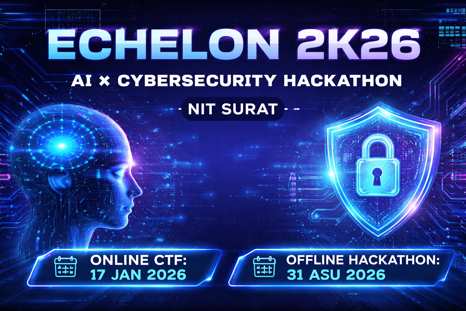 ECHELON 2K26 Hackathon at NIT Surat: AI × Cybersecurity CTF and 24-Hour Innovation Challenge