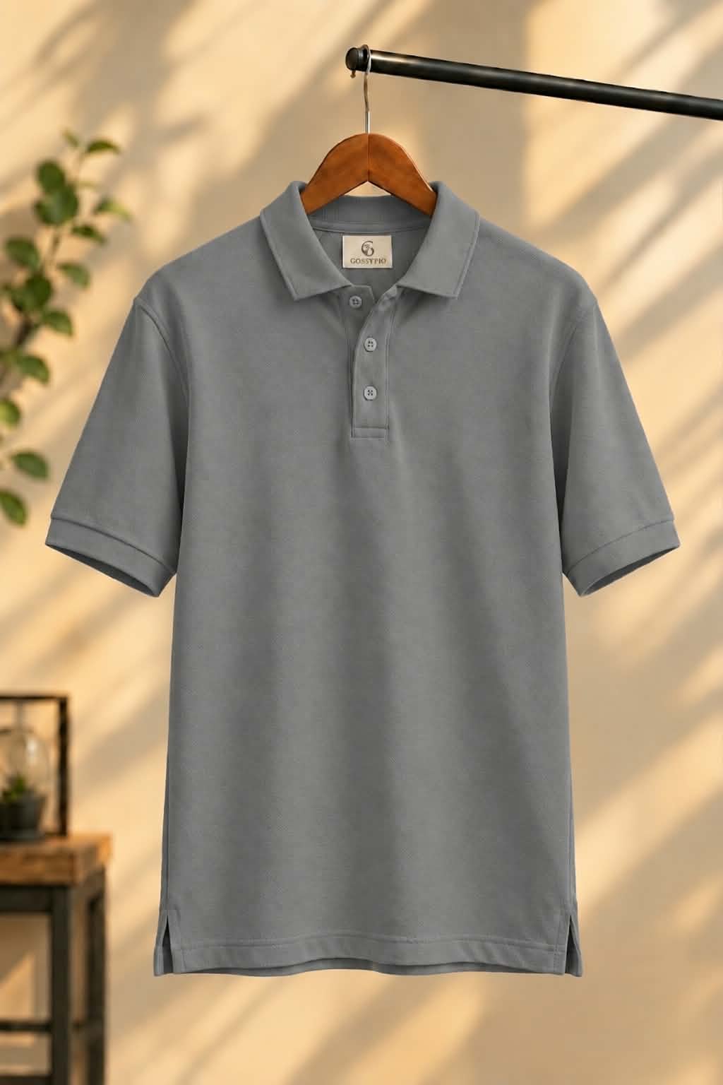 Essential Knit Polo — Stone Grey