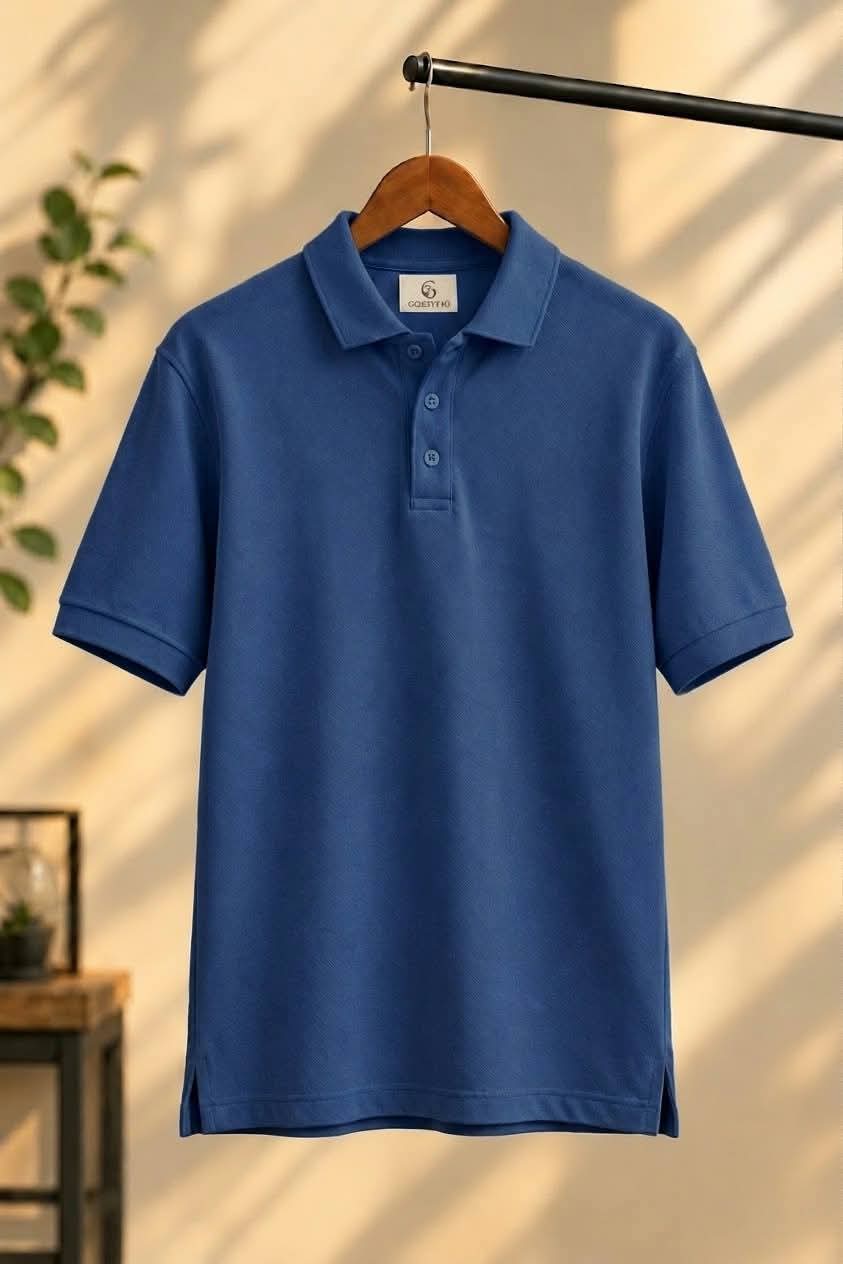 Signature Steel Blue Piqué Polo