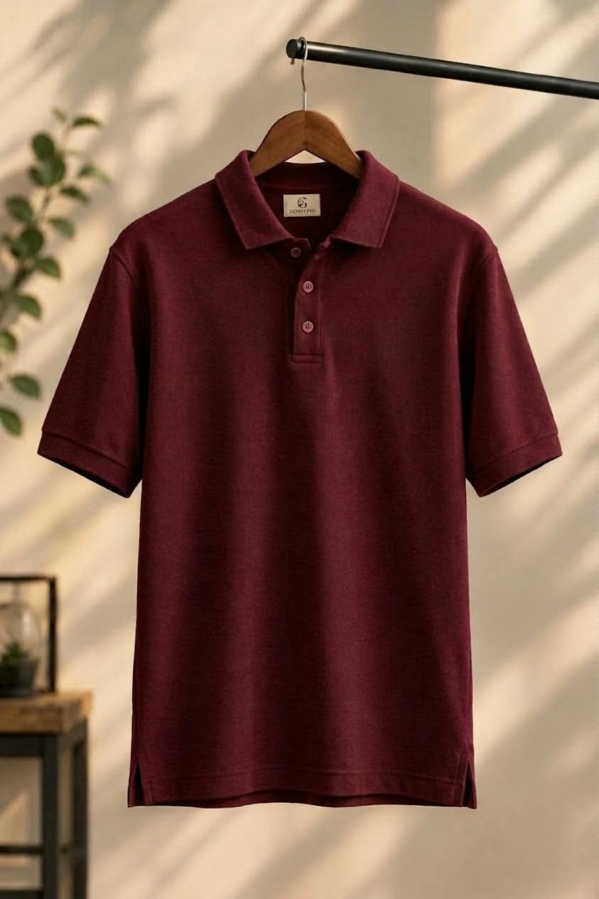 Signature Burgundy Wine Piqué Polo
