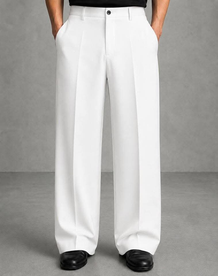Executive Pure White Korean Baggy Pant