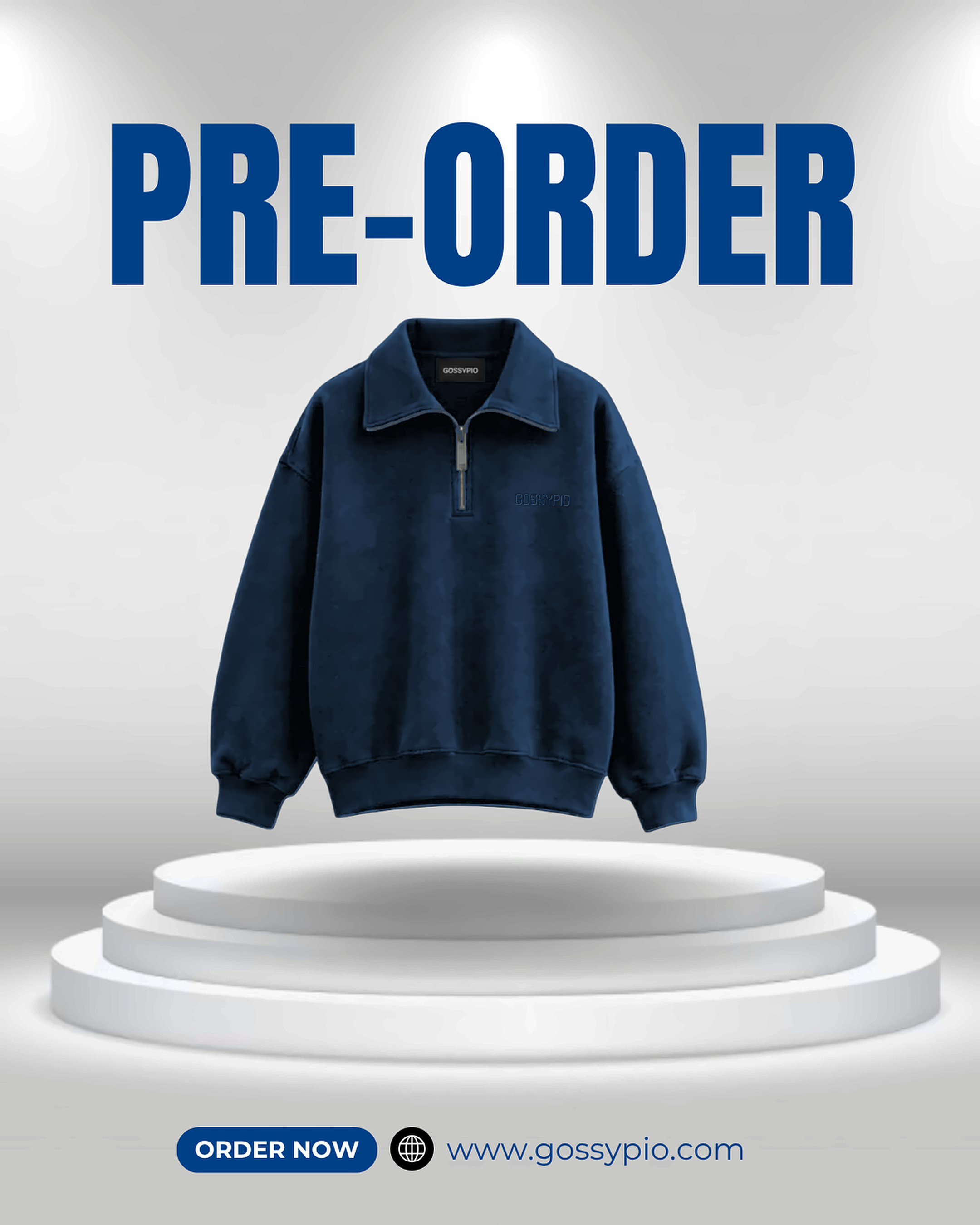 Midnight Navy Quarter-Zip Polo Sweatshirt