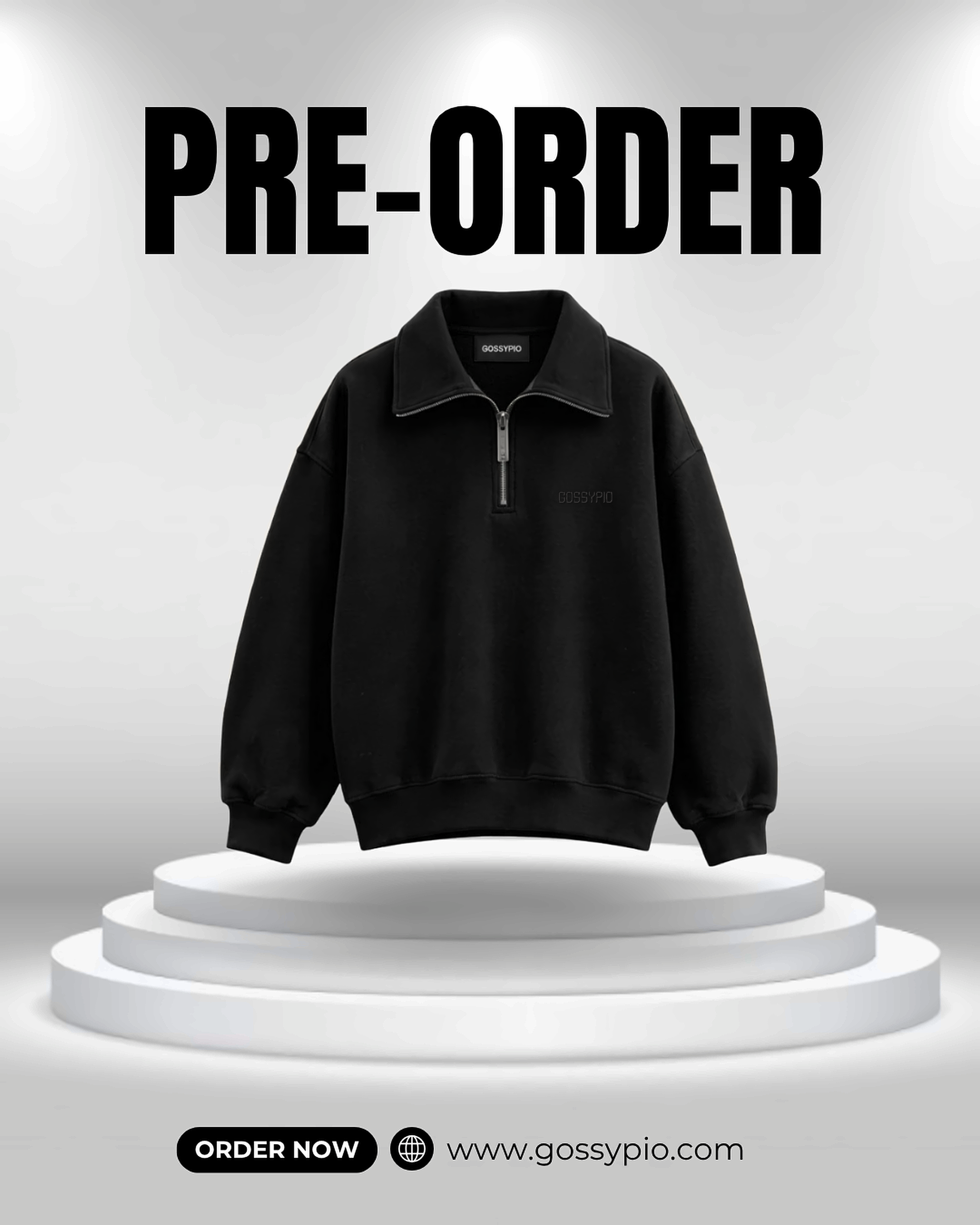 Essential Black Quarter-Zip Polo Sweatshirt