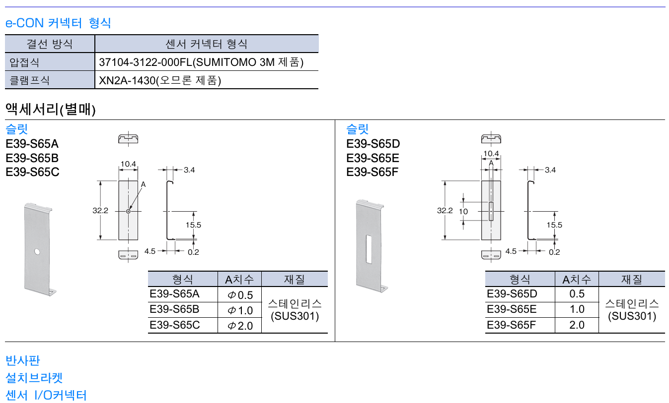 오므론 E39-S65□ 데이터시트 1