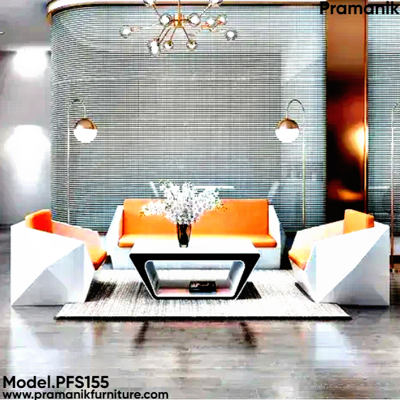 Business Meeting Hall Sofa Diamond Shaped Office Sofa and Coffee Table Combination
