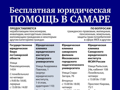 Куда самарцы могут обратиться за бесплатной юридической помощью