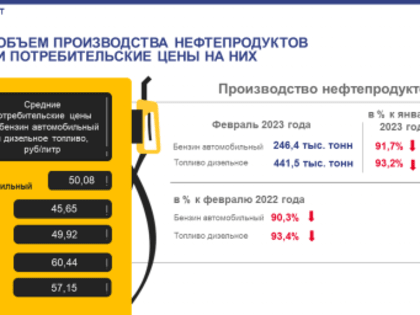 Об объеме производства нефтепродуктов и потребительских ценах на них за январь-февраль 2023 года