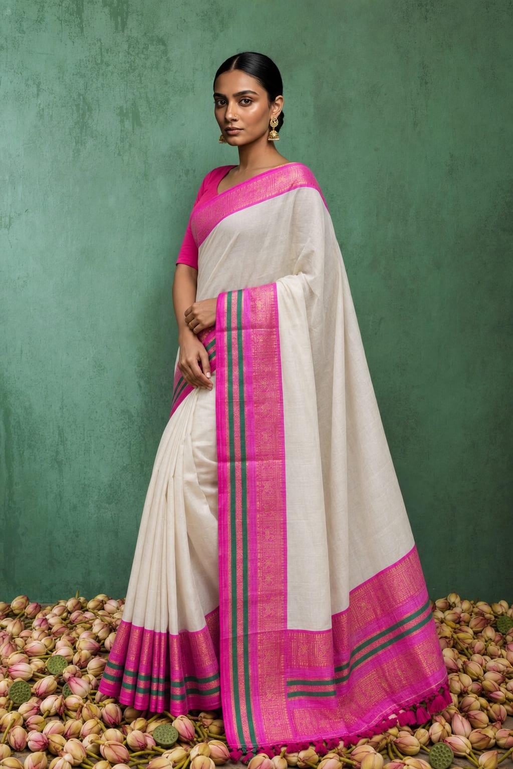 Onam Special Kanchi Border Mul Cotton Saree