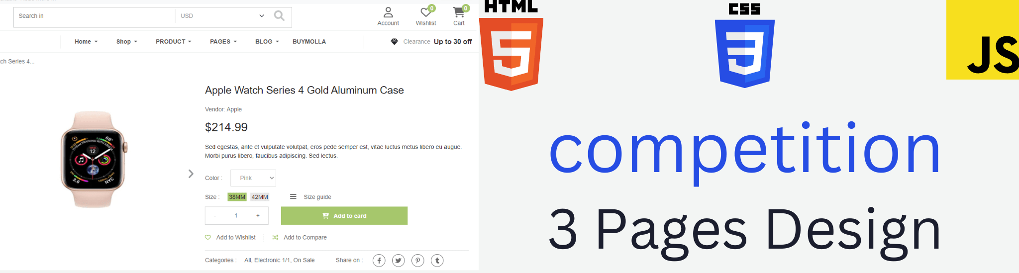 Group React Competition on a 3 page HTML, CSS, JS website