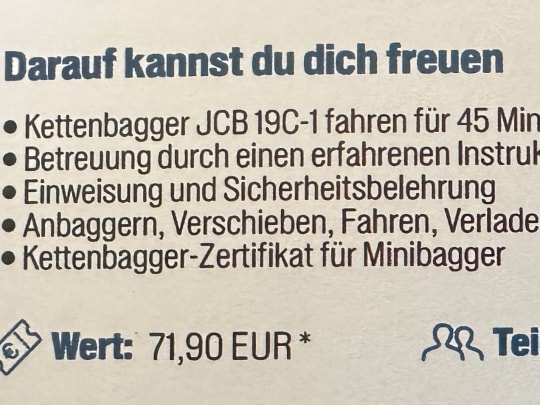 Bild der Flash Chance: Kettenbagger fahren in Wuppertal