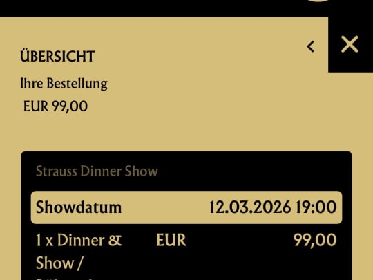 Flash Chance image: 2 Tickets zum Preis von 1 - Strauss Dinner Show- Donnerstag,12. März um 19.30 h