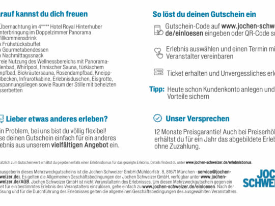 Bild der Flash Chance: 🎄 Jochen-Schweizer-Gutschein: Südtirol-Auszeit für 2 oder flexibel einlösbar