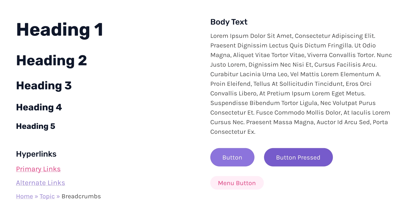 Typography, Links, Breadcrumbs and Buttons