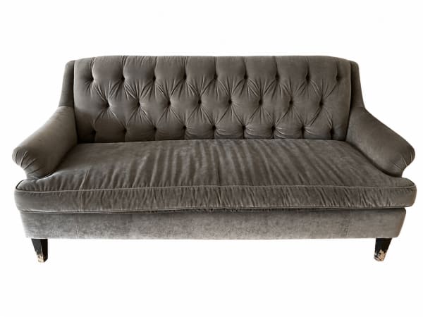 Grey Velvet Tufted Sofa