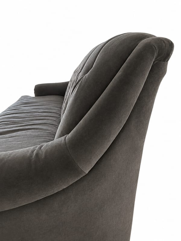 Grey Velvet Tufted Sofa