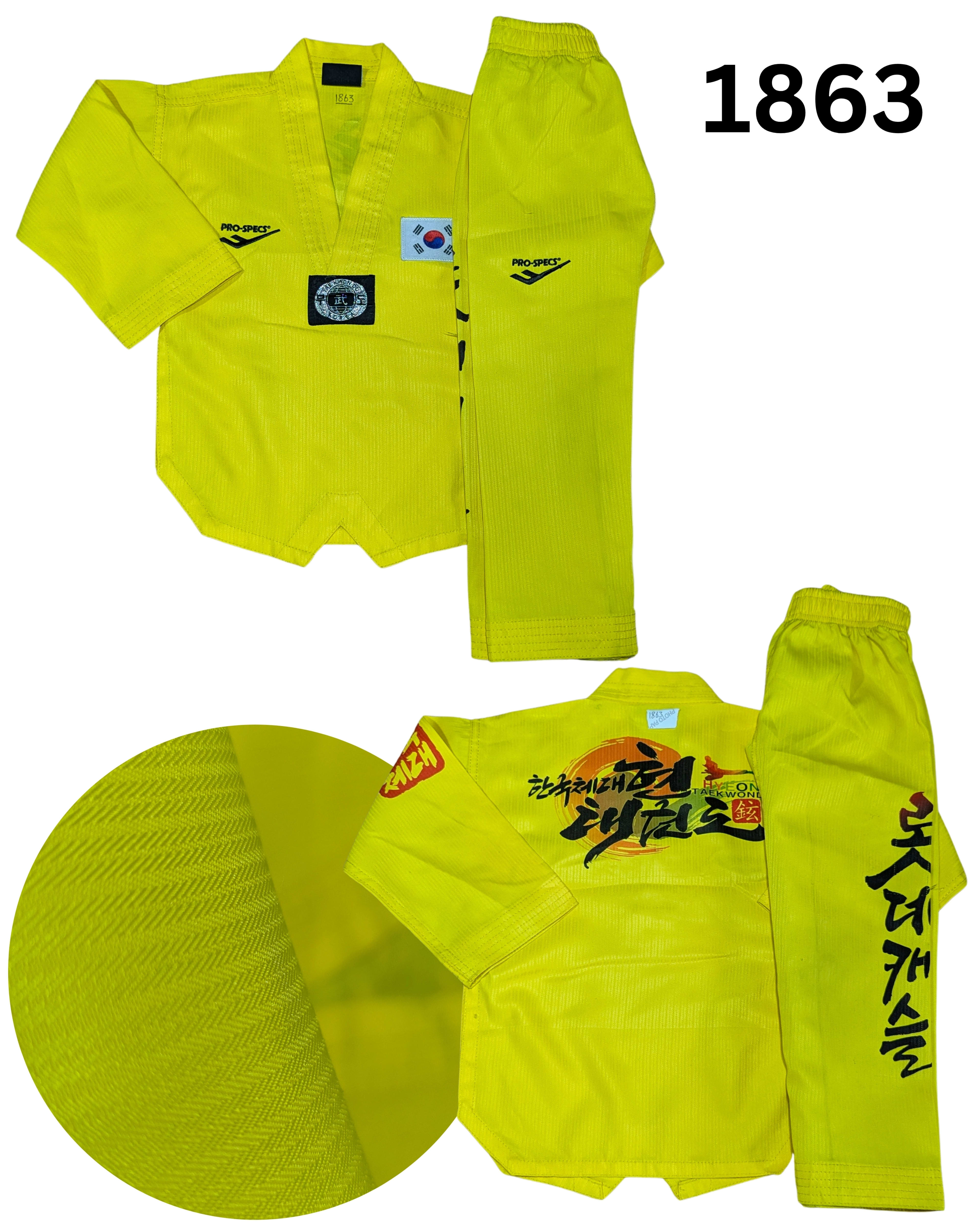 Taekwondo prospecs uniform (90 sized /yellow color )