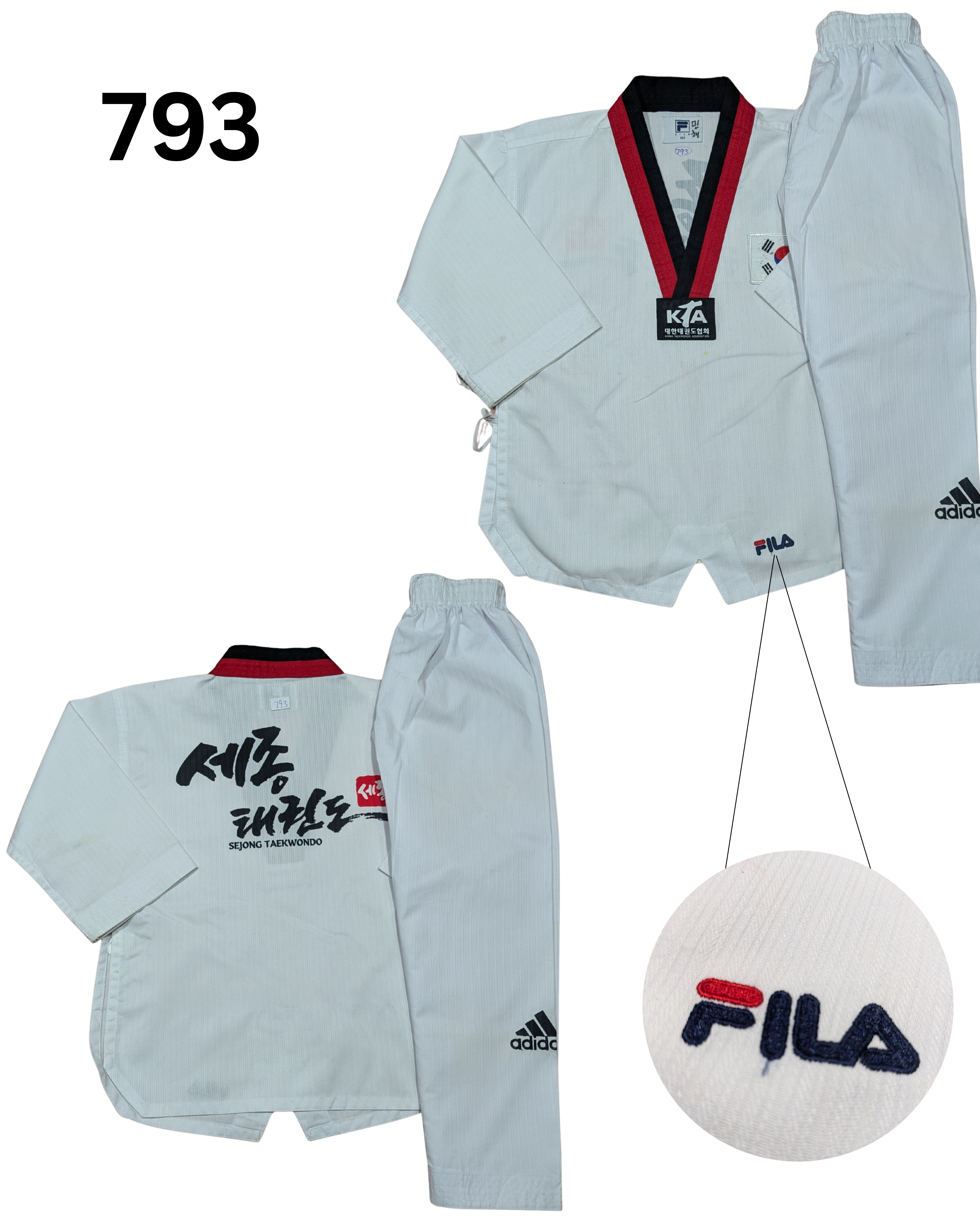 Taekwondo fila uniform (120 sized /white color )