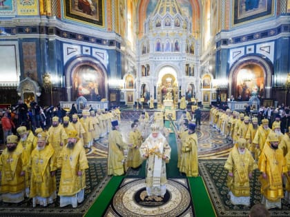 Митрополит Павел и архиереи Московской митрополии сослужили Святейшему Патриарху Кириллу в Неделю Торжества Православия в Храме Христа Спасителя