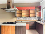 Modern kitchen with center island in luxury townhouse for sale in Apas Cebu City