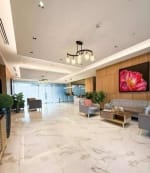 Elegant JTower Residences lobby with lounge seating, reception area and modern interior in Mandaue City