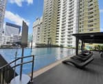 Swimming pool and high-rise residential buildings at Avida Riala Tower 3 condominium in Cebu IT Park, Cebu City.