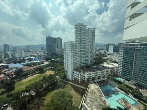 Mountain view from 22nd-floor corner studio condo at Solinea Tower 4 Cebu City
