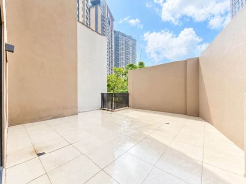 Private tiled terrace of a 2-bedroom loft condo for sale at Mandani Bay Tower 2, Mandaue City