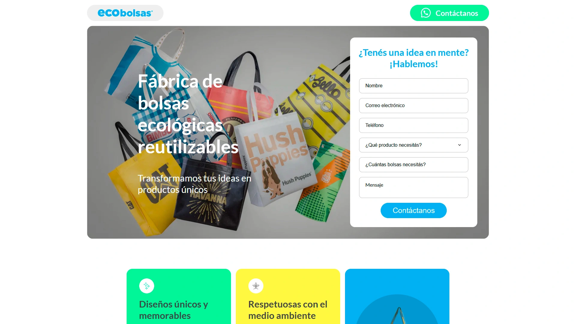 Ecobolsas: Landing Page