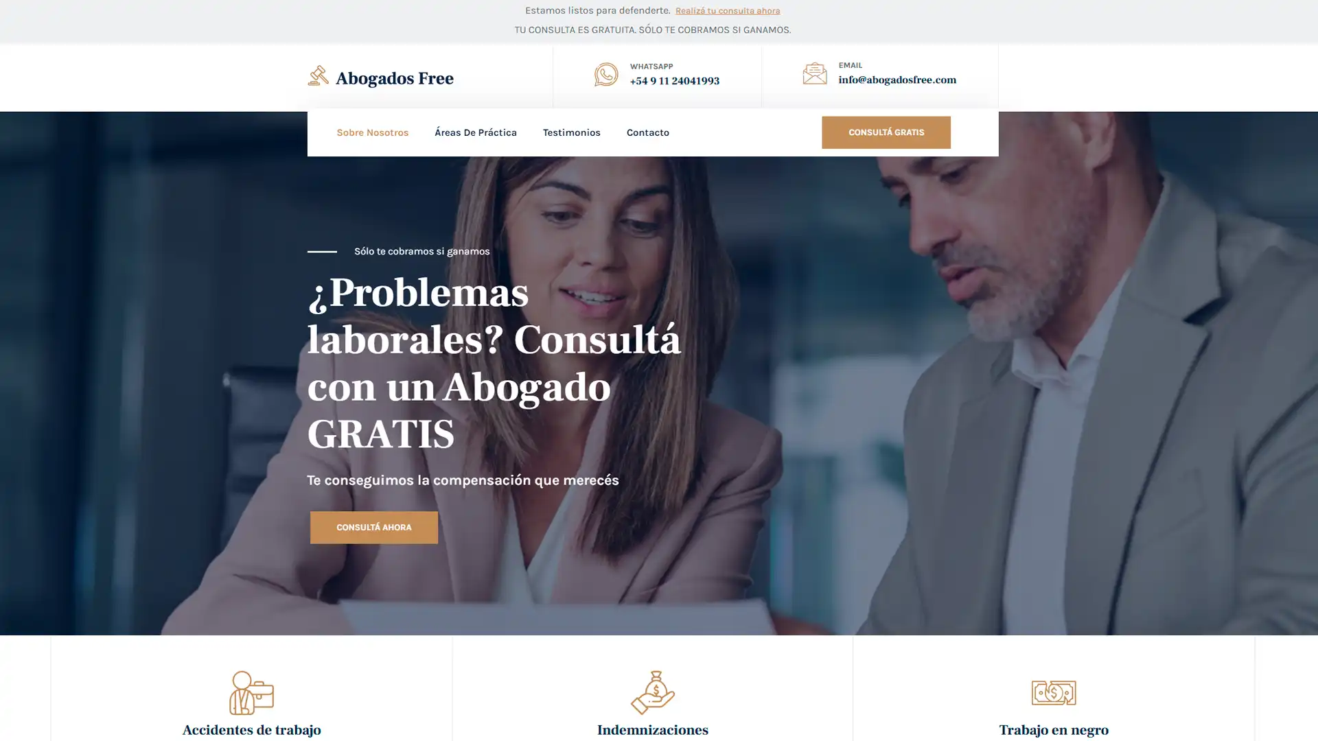 AbogadosFree: Landing Page