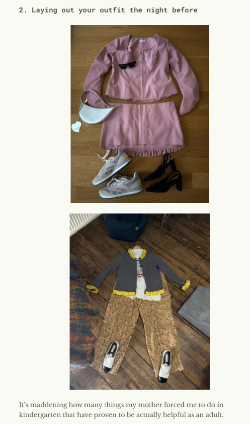 Lena Dunham's outfit laid out the night before