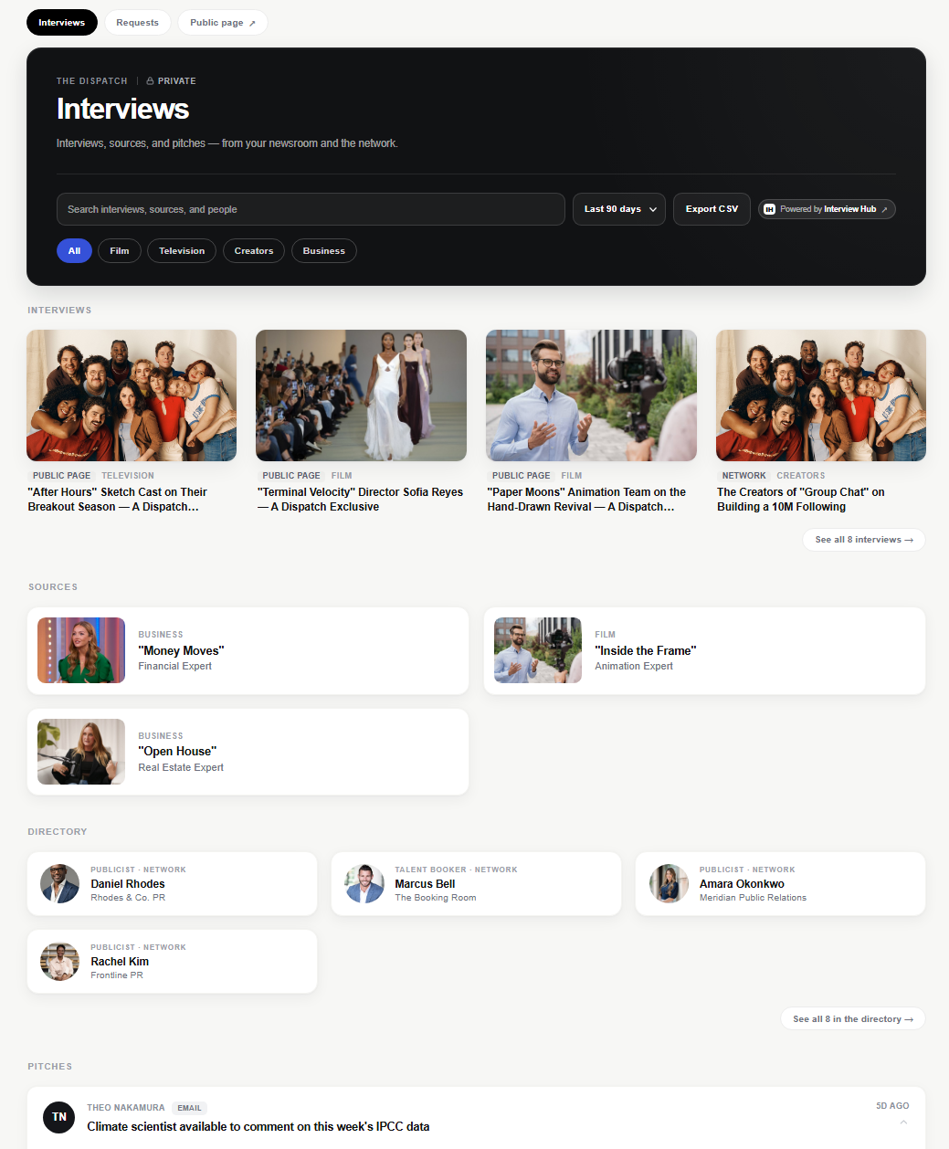 A newsroom private feed