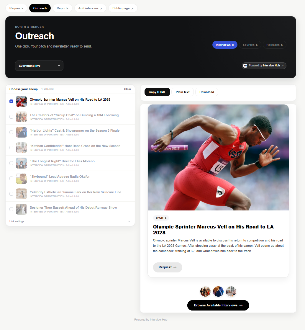 The Outreach view