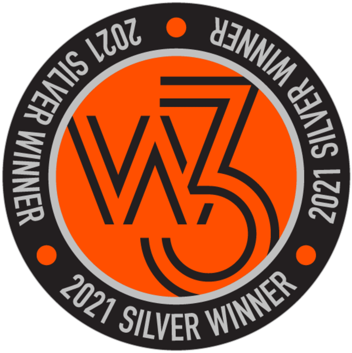 W3 Silver Award badge 2021 recognizing excellence in web design and development