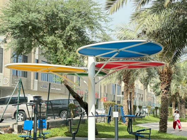Outdoor exercise machines improvement and shade structure installation at Warsan Village International City Dubai - Image 3