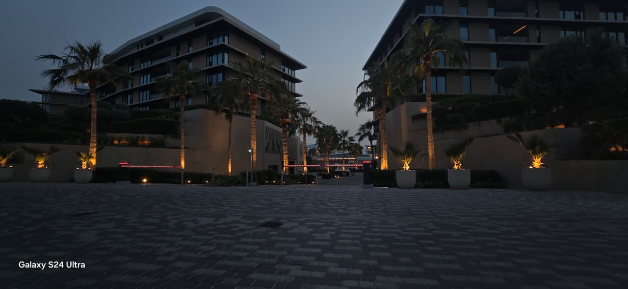 Landscape enhancement and palm tree lighting installation at Bulgari Resort & Residences Dubai - Image 1