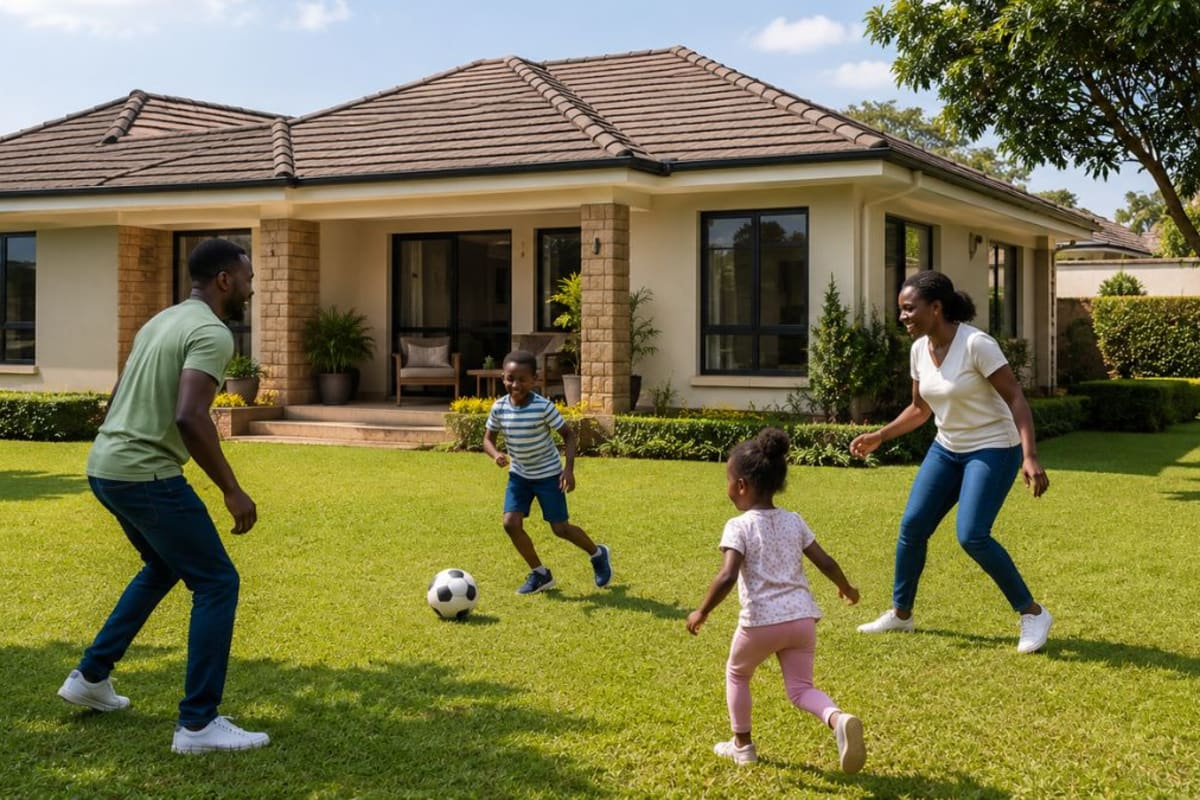Family Playing in their backyard in Nairobi - PrimeVale Featured Image 
