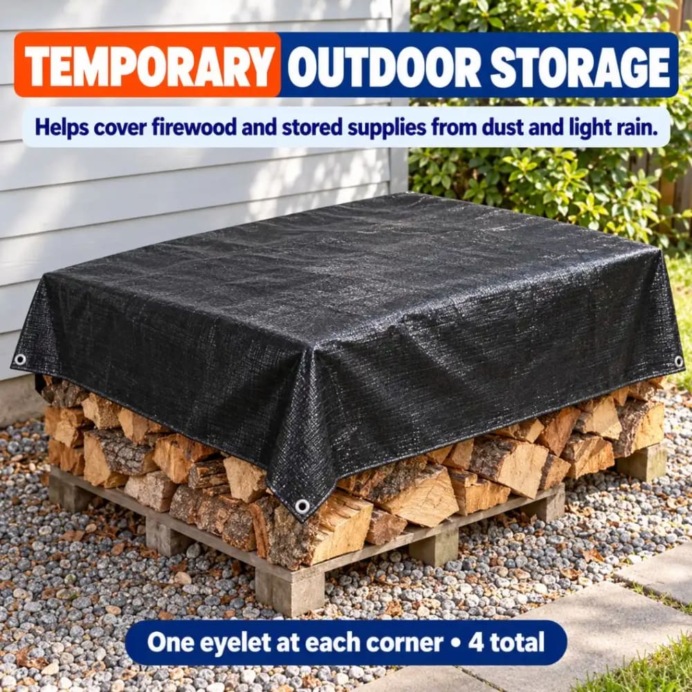 200 GSM Black Tripal/Tarpaulin 12x15 ft | Waterproof, UV-Resistant, Lasts 2–3 Yrs | Monsoon Roofing, Construction, Cargo & Flood/Disaster Relief Shelter Cover (12*15 ft) | त्रिपाल - image 2