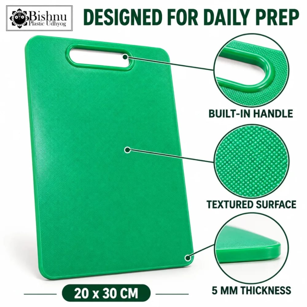 Bishnu Plastic Chopping Board 20 x 30 cm, 5 mm | Virgin Plastic Cutting Board with Handle for Vegetables & Fruits, 1 Piece - image 3