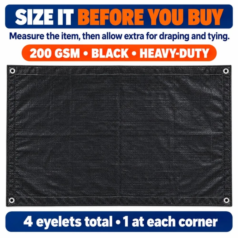 200 GSM Black Tripal/Tarpaulin 12x15 ft | Waterproof, UV-Resistant, Lasts 2–3 Yrs | Monsoon Roofing, Construction, Cargo & Flood/Disaster Relief Shelter Cover (12*15 ft) | त्रिपाल - image 3