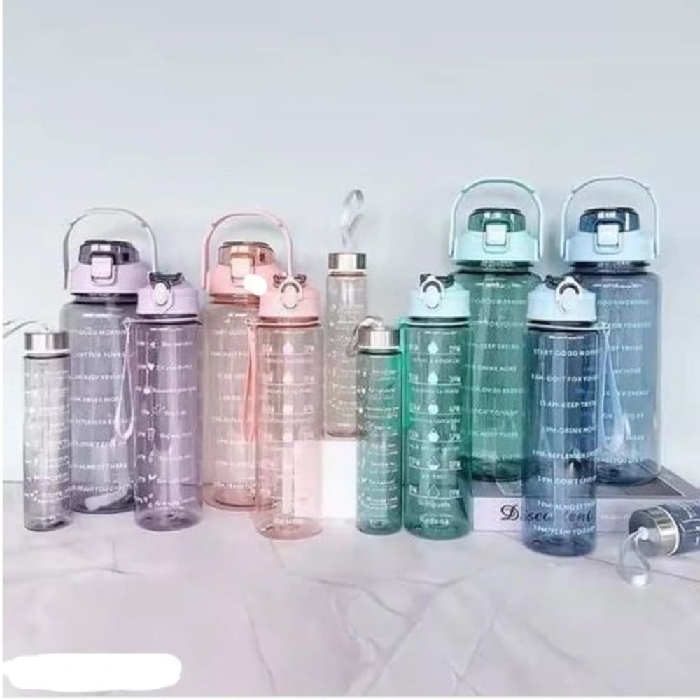 3-in-1 Transparent Water Bottle Set with Straw | BPA-Free Leakproof Sports Bottles | 2000ml, 900ml & 400ml pac (5) - image 2