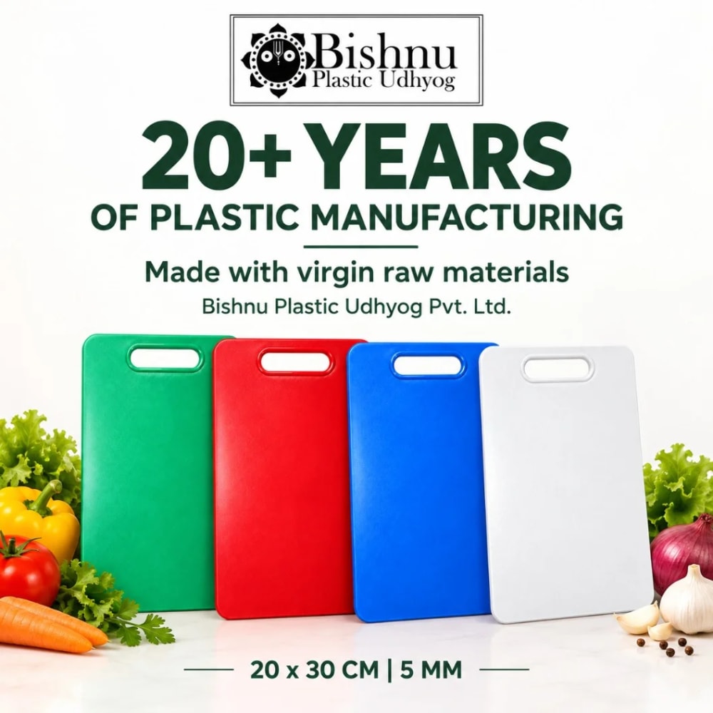 Bishnu Plastic Chopping Board 20 x 30 cm, 5 mm | Virgin Plastic Cutting Board with Handle for Vegetables & Fruits, 1 Piece - image 5