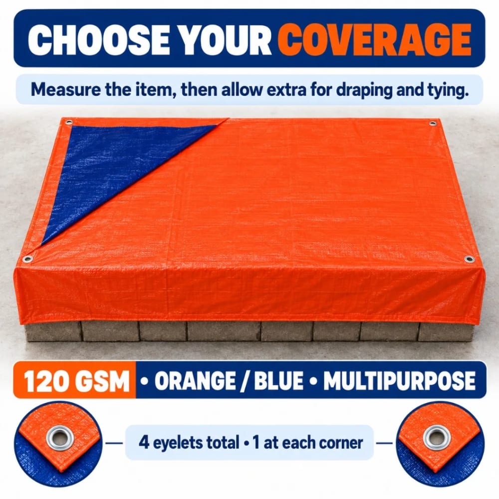 120 GSM Orange-Blue Tripal/Tarpaulin 18x36 Ft | Waterproof, UV-Resistant, Lasts 1–2 Yrs | Agriculture, Household, Construction & Vehicle Cover | त्रिपाल (18*36 ft) - image 3