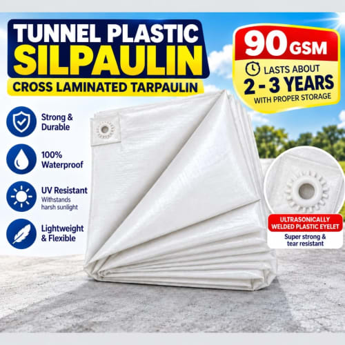 Waterproof Tunnel Plastic/Silpaulin 90 GSM  15x18 ft White Tripal/Tarpaulin | Cross-Laminated Tarpaulin | Tunnel Tripal | Tunnel Tarpaulin | Tripal - image 1