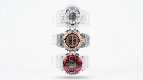Trendy Clear Resin Transparent Digital Sports Watch Trio (Silver, Rose Gold & Metallic Red) - image 1