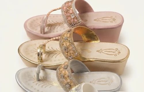 Studded V-Strap Wedge Slippers - image 1