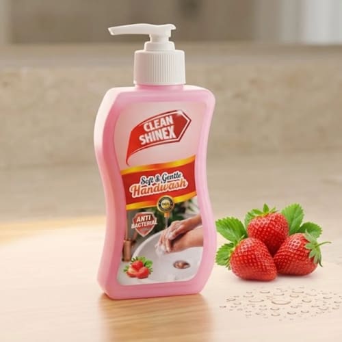 Clean Shinex Soft & Gentle Antibacterial Handwash (Strawberry Scent)  – Hydrating & Nourishing Hand Soap- 500ml - 24 pieces Cartoon - image 1