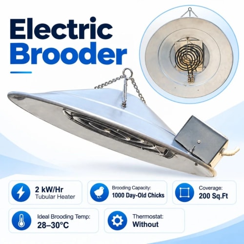 Electric Brooder 2kW for Poultry | Chicken & Chick Brooding Heater | 1000 Chicks | 200 Sq.Ft Coverage - image 1